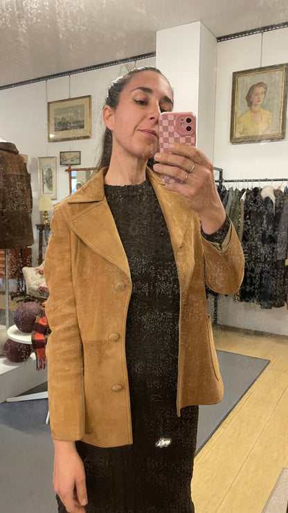 Giacca anni 70 scamosciata tg.Xs - pelletteria di lusso