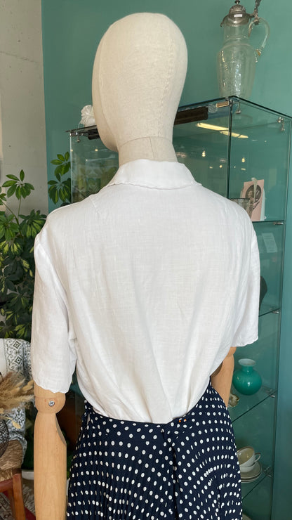 Camicia in cotone anni 50 - ricamata a mano. Tg.48/50
