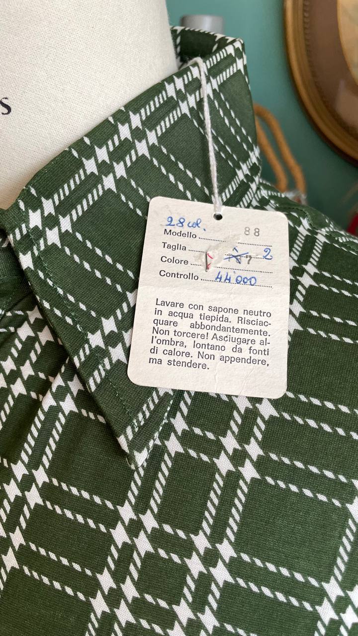 Polo vintage shirt deadstock anni '70 unisex a quadri verde
