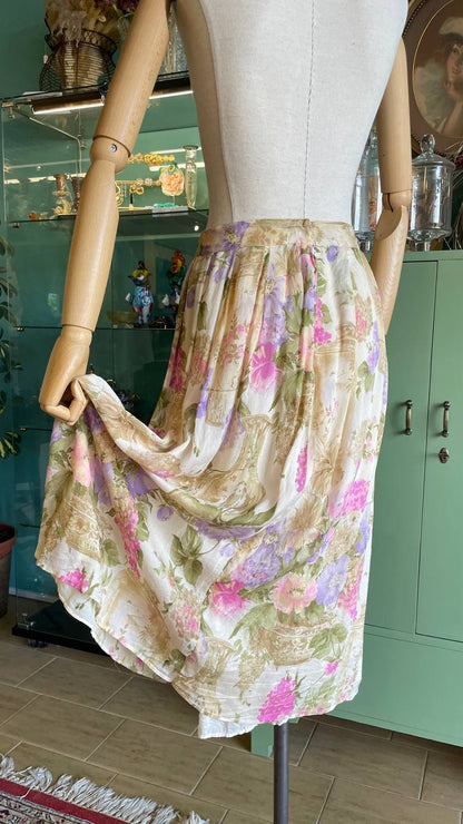 Gonna sartoriale in seta 100€ - stampa romantica - tg.S