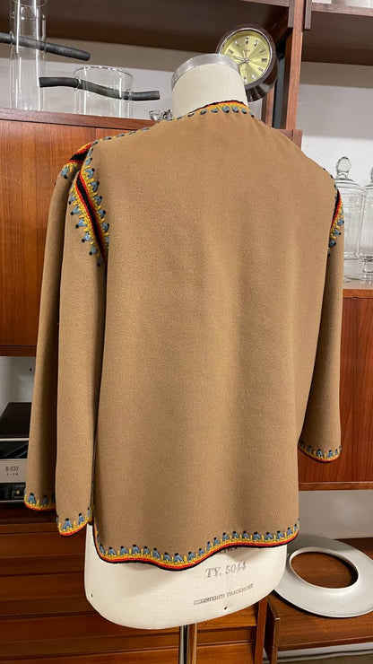 Giacchino folk anni 70 in panno di lana stile messicano - tg.M/L