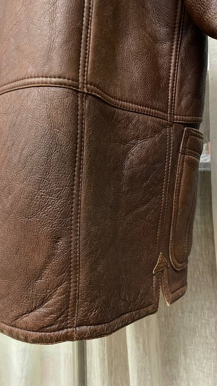 Montone fine 80s - Shearling col.cioccolato - pelle liscia esternamente - tg.52 over