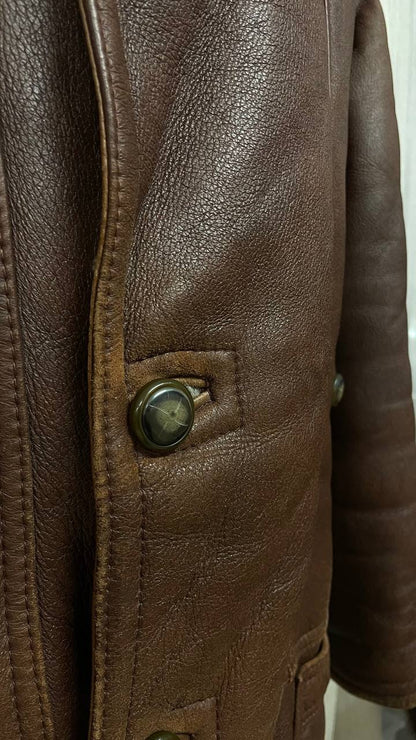 Montone fine 80s - Shearling col.cioccolato - pelle liscia esternamente - tg.52 over