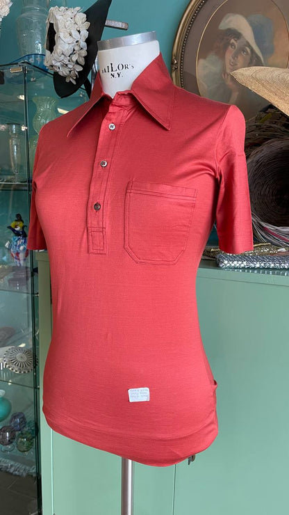 Polo vintage shirt deadstock anni '70 unisex tinta ruggine