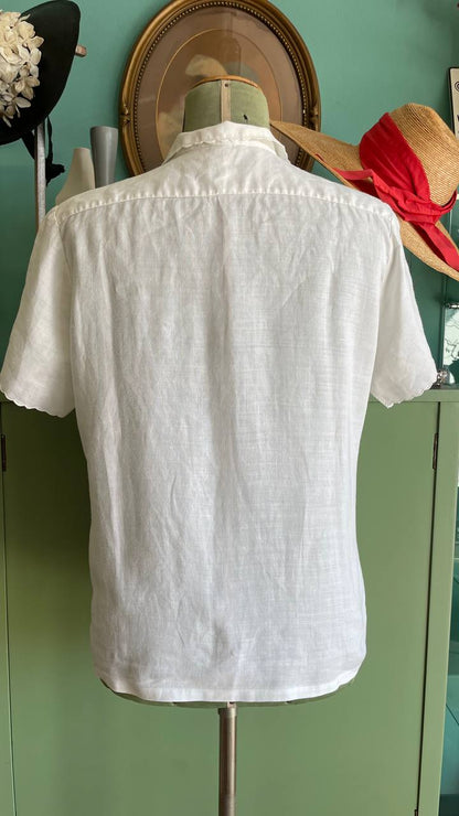 Camicia romantica in lino ricamata a mano - tg.M/L
