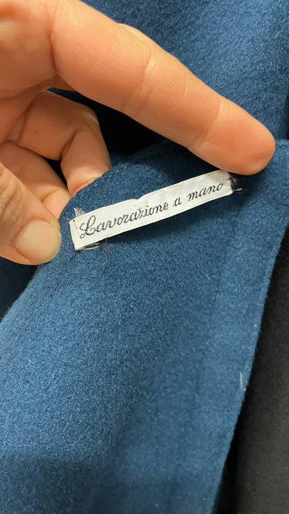 Cappotto anni 80 in pura lana vergine col.ottanio - tg.42/44