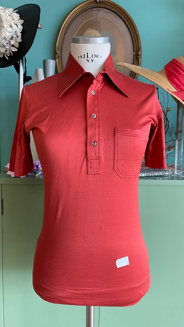 Polo vintage shirt deadstock anni '70 unisex tinta ruggine