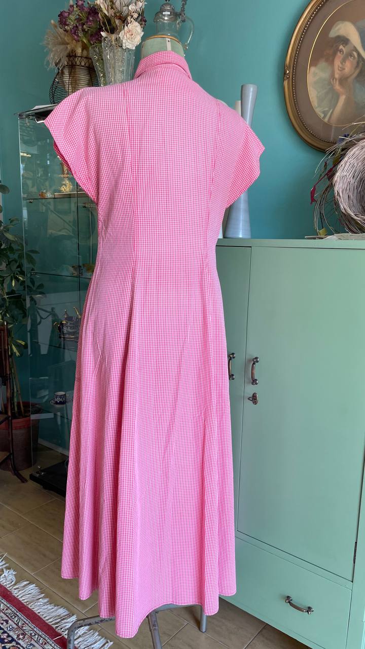 Abito anni 90 Aspesi - made in Italy - cotone a quadretti rosso/rosa - tg.44/46