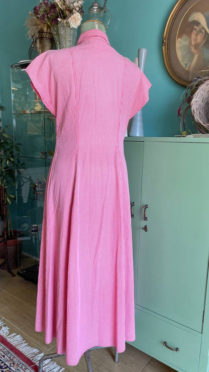 Abito anni 90 Aspesi - made in Italy - cotone a quadretti rosso/rosa - tg.44/46
