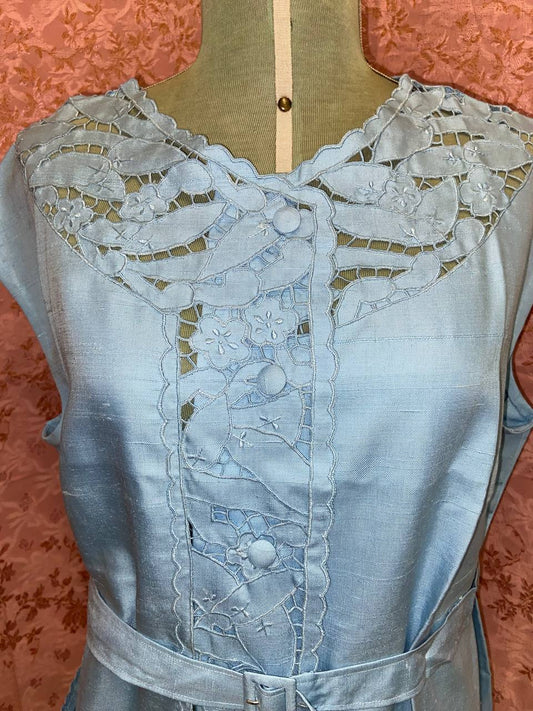 Prezioso abito anni 60 in shantung di seta - deadstock tg 58