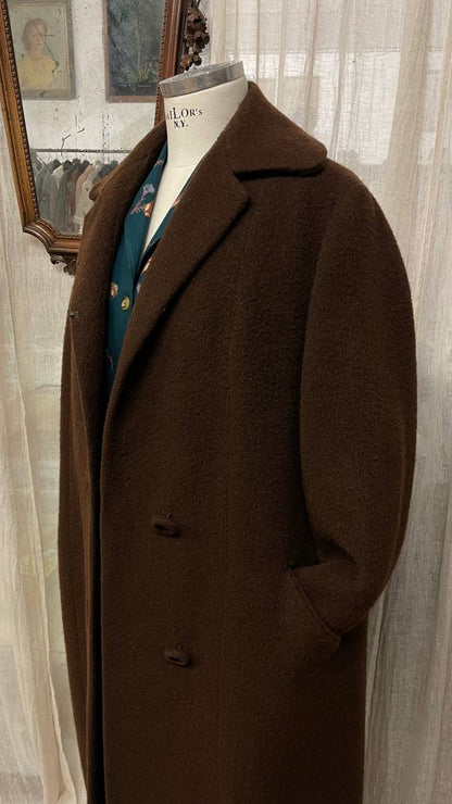 Cappotto primi anni 60 col.cioccolato in lana - tg.48/50