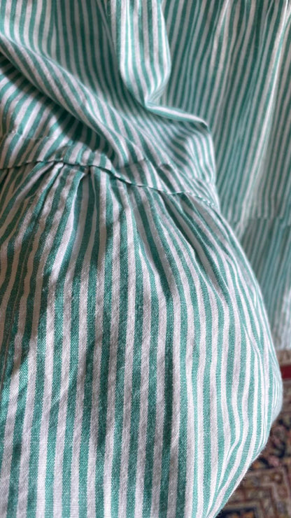 Gonna in cotone a balze - righe verde/bianche tg.M/L