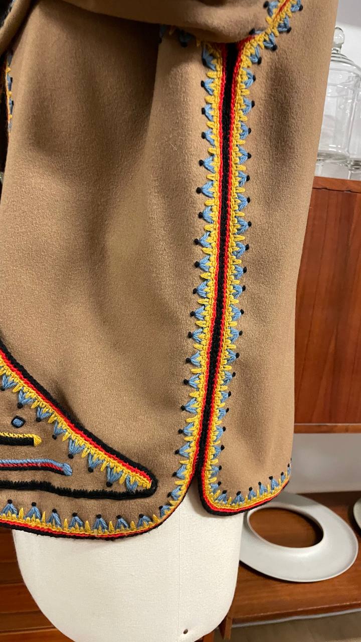 Giacchino folk anni 70 in panno di lana stile messicano - tg.M/L