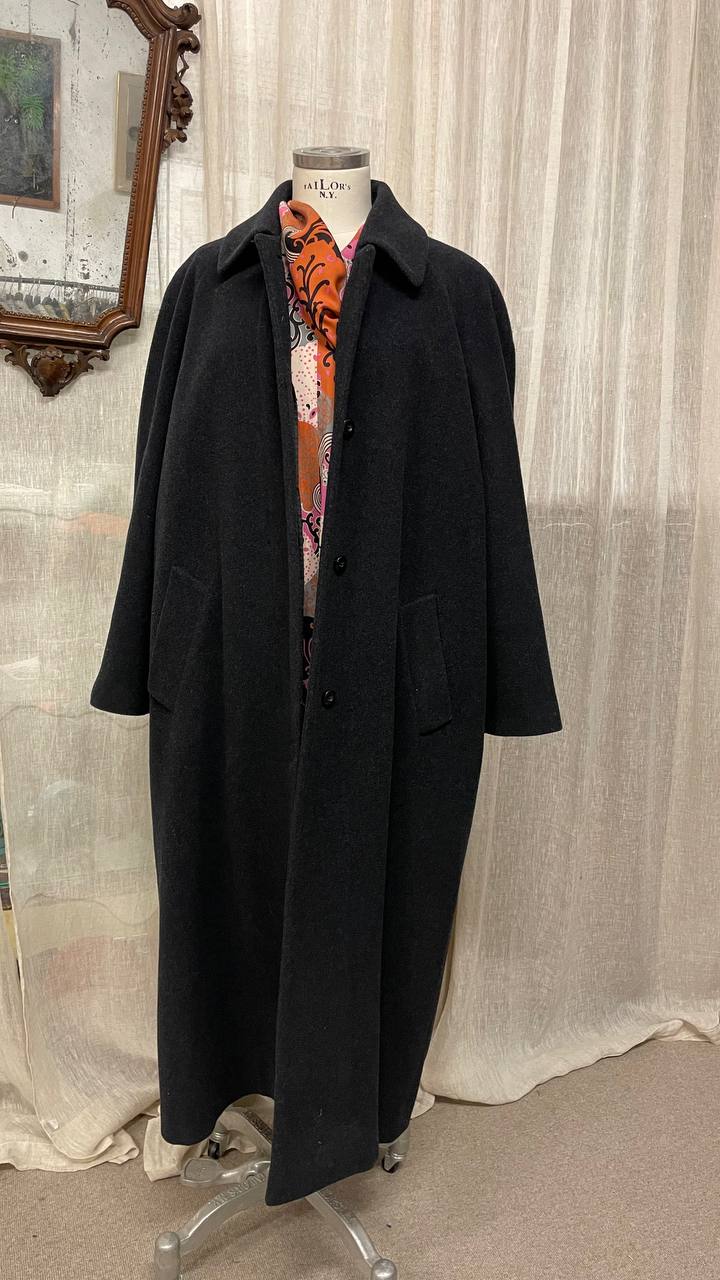 Cappotto lungo anni 80 in misto lana col.antracite - over