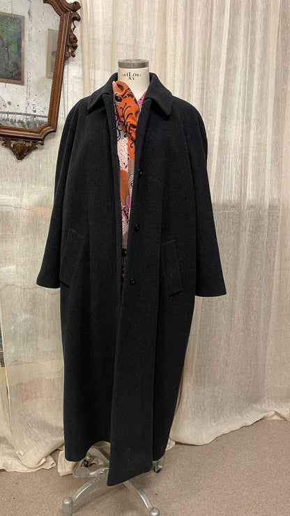 Cappotto lungo anni 80 in misto lana col.antracite - over