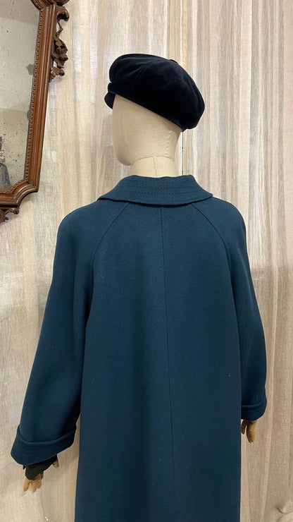 Cappotto anni 80 in pura lana vergine col.ottanio - tg.42/44