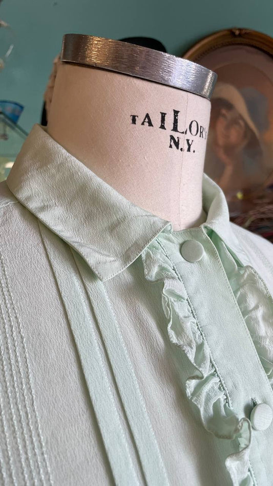 Camicia 100% seta verde pastello tg.S/M