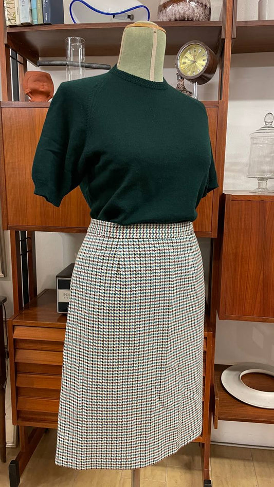 Gonna anni 80 in lana motivo pied de poule - tg.46
