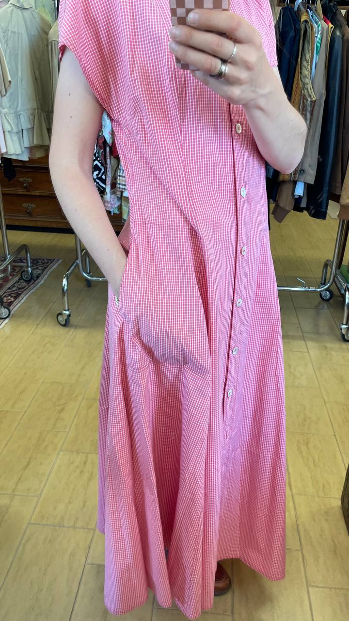 Abito anni 90 Aspesi - made in Italy - cotone a quadretti rosso/rosa - tg.44/46