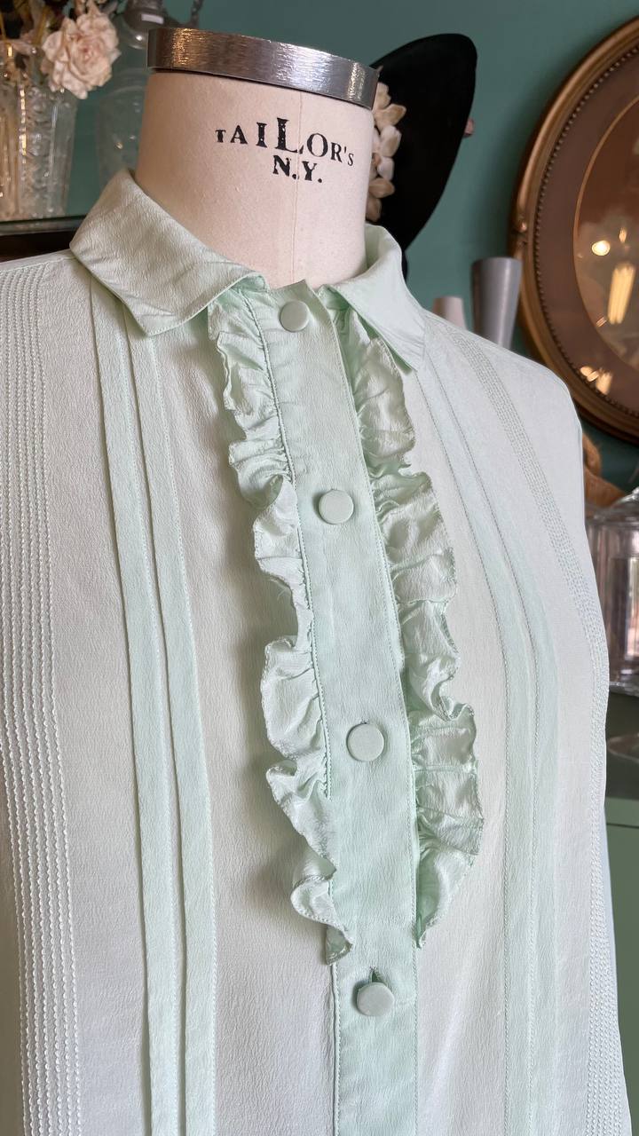 Camicia 100% seta verde pastello tg.S/M