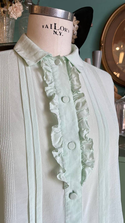 Camicia 100% seta verde pastello tg.S/M