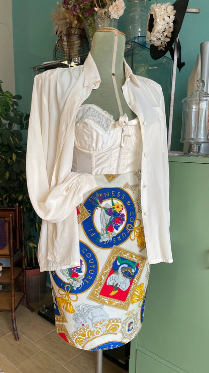Camicia anni 80 manica lunga in pura seta - tg.XL