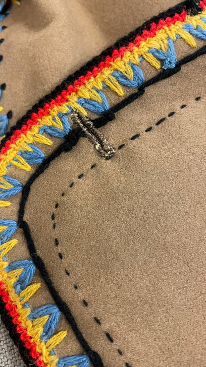 Giacchino folk anni 70 in panno di lana stile messicano - tg.M/L