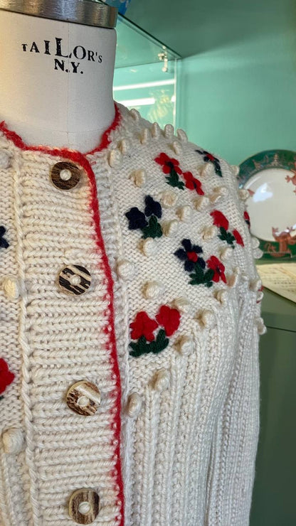 Cardigan Tirolese realizzato a mano in pura lana - Tg.S/M