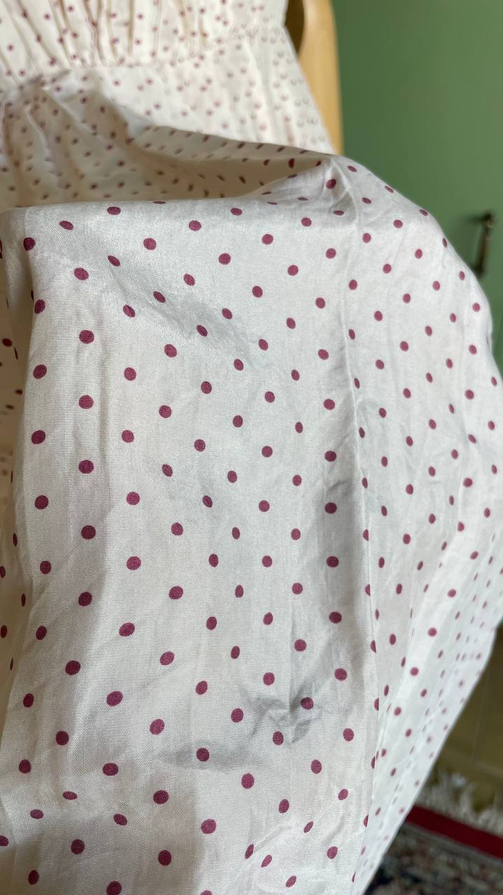 Abito anni 60 in seta pura con pois ciclamino - tg.44