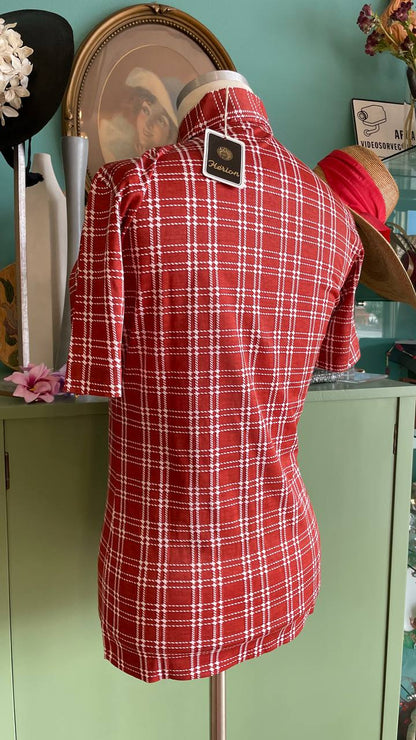 Polo vintage shirt deadstock anni '70 unisex a quadri ruggine