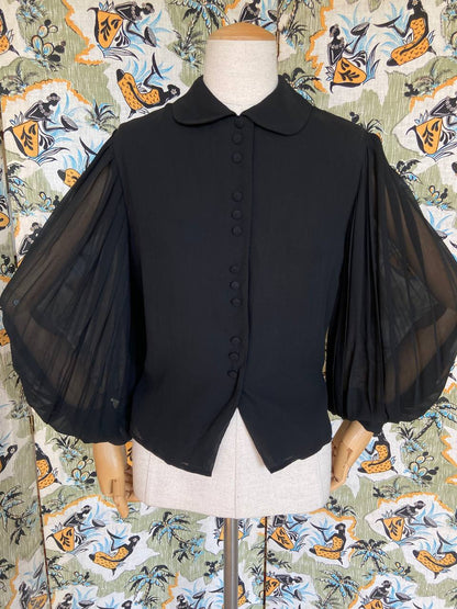 Blusa anni 60 con colletto BonTon - pura seta sartoriale