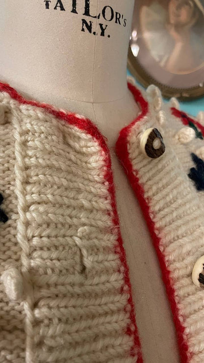 Cardigan Tirolese realizzato a mano in pura lana - Tg.S/M