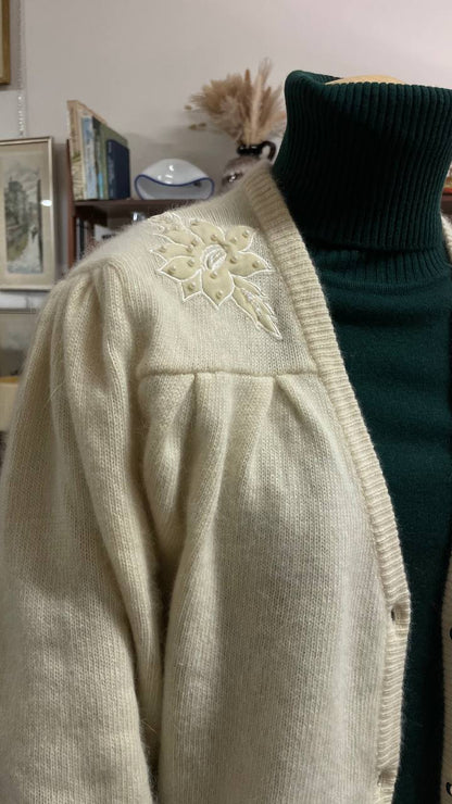 Cardigan vintage in lana e morbida angora - tg. 46/48
