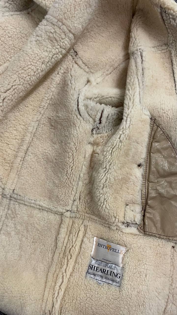 Montone fine 80s - Shearling col.cioccolato - pelle liscia esternamente - tg.52 over