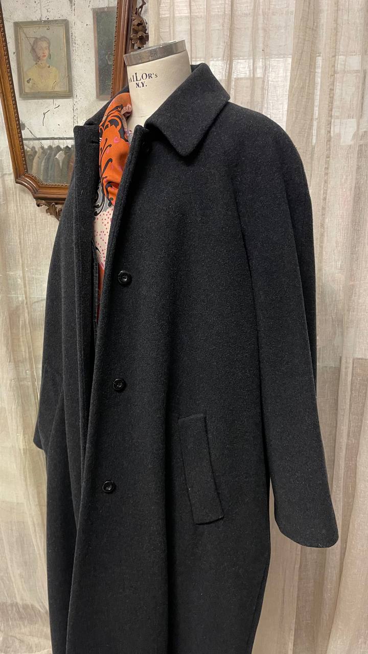 Cappotto lungo anni 80 in misto lana col.antracite - over