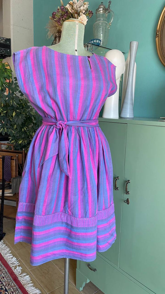 Abito cotone 1980s a righe - tg.50/52