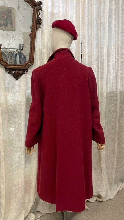 Cappotto doppiopetto anni 80 in lana borgogna - tg.44/46