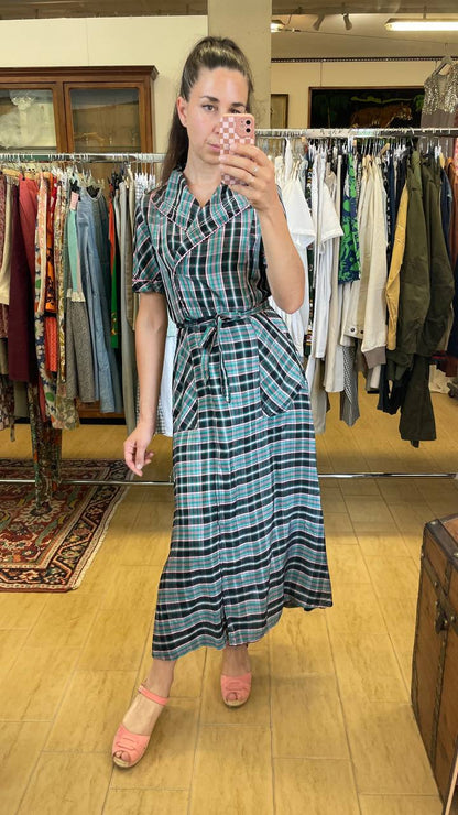 Abito in taffeta anni 40 sartoriale - housecoat 40s - tg.s
