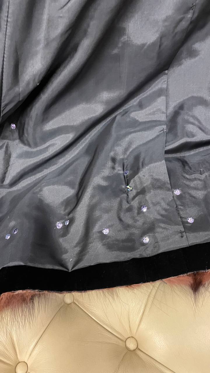 Cappotto fine anni 50 in velluto nero mod.zarina con bordi in pelliccia - tg.xs/s