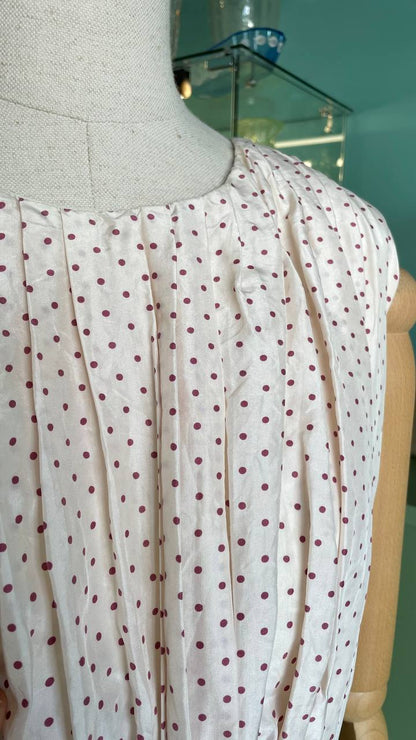Abito anni 60 in seta pura con pois ciclamino - tg.44