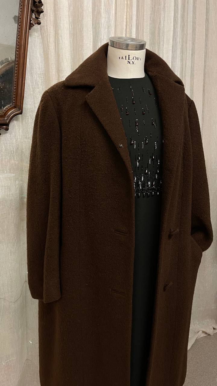 Cappotto primi anni 60 col.cioccolato in lana - tg.48/50