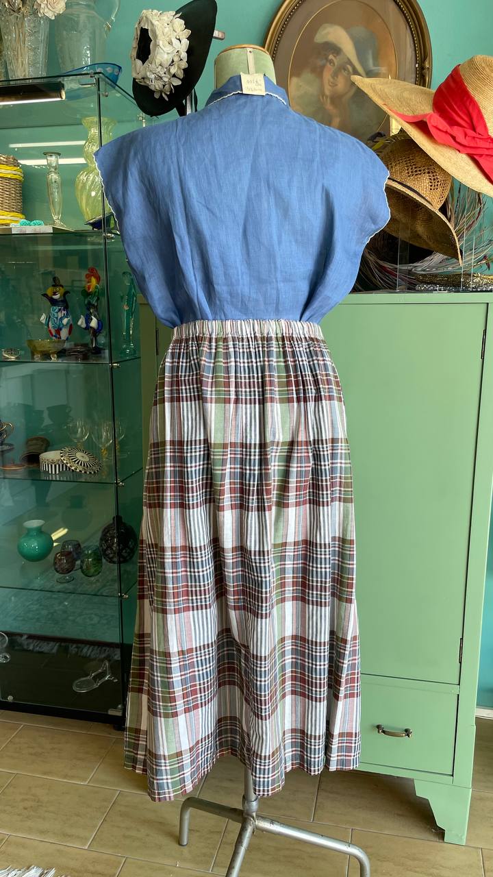Gonna tartan estiva anni 80 in cotone - vita elastica