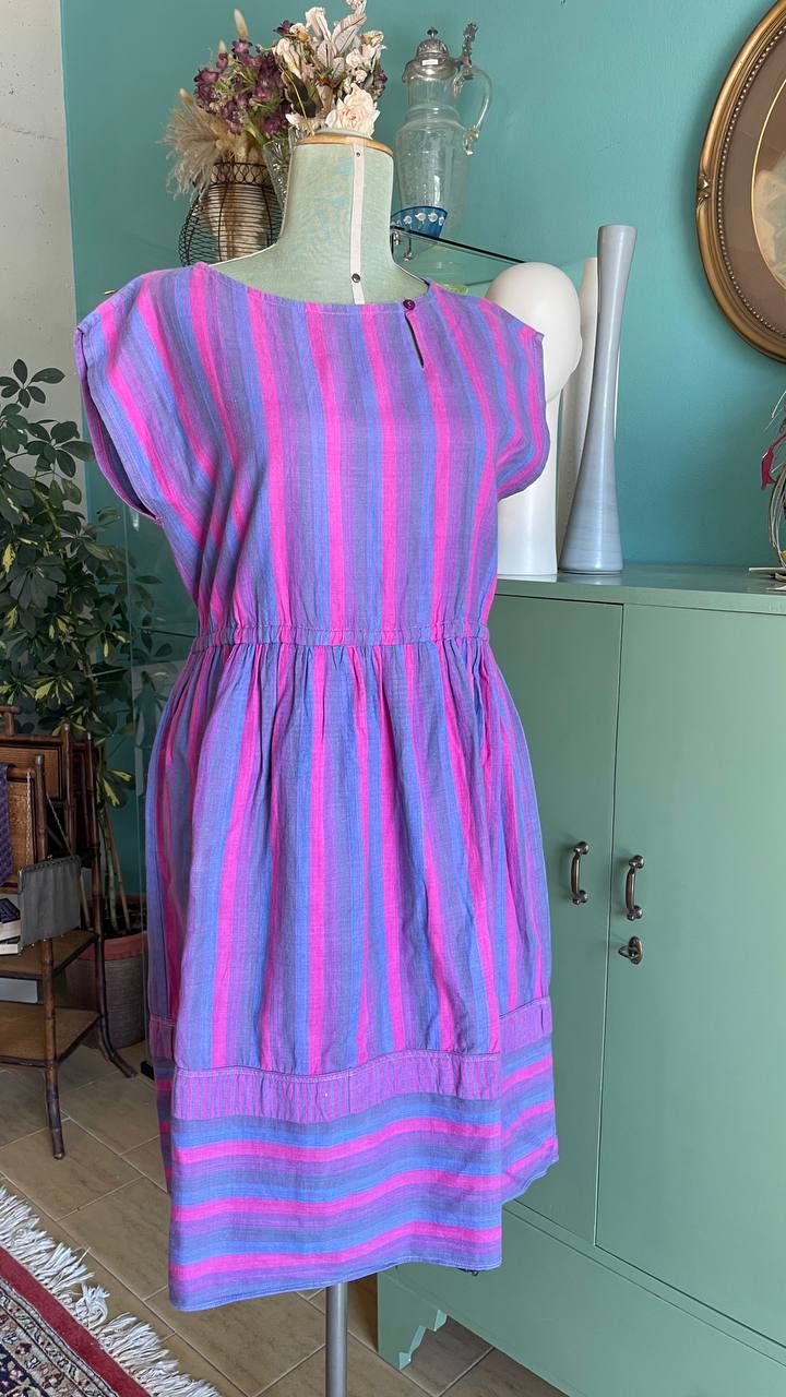 Abito cotone 1980s a righe - tg.50/52